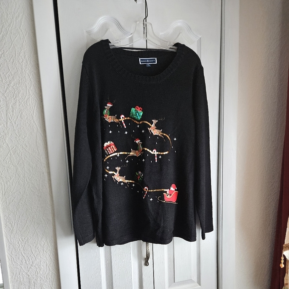 Karen Scott Christmas sweater size 2X lots of sparkling sequins - Picture 1 of 15